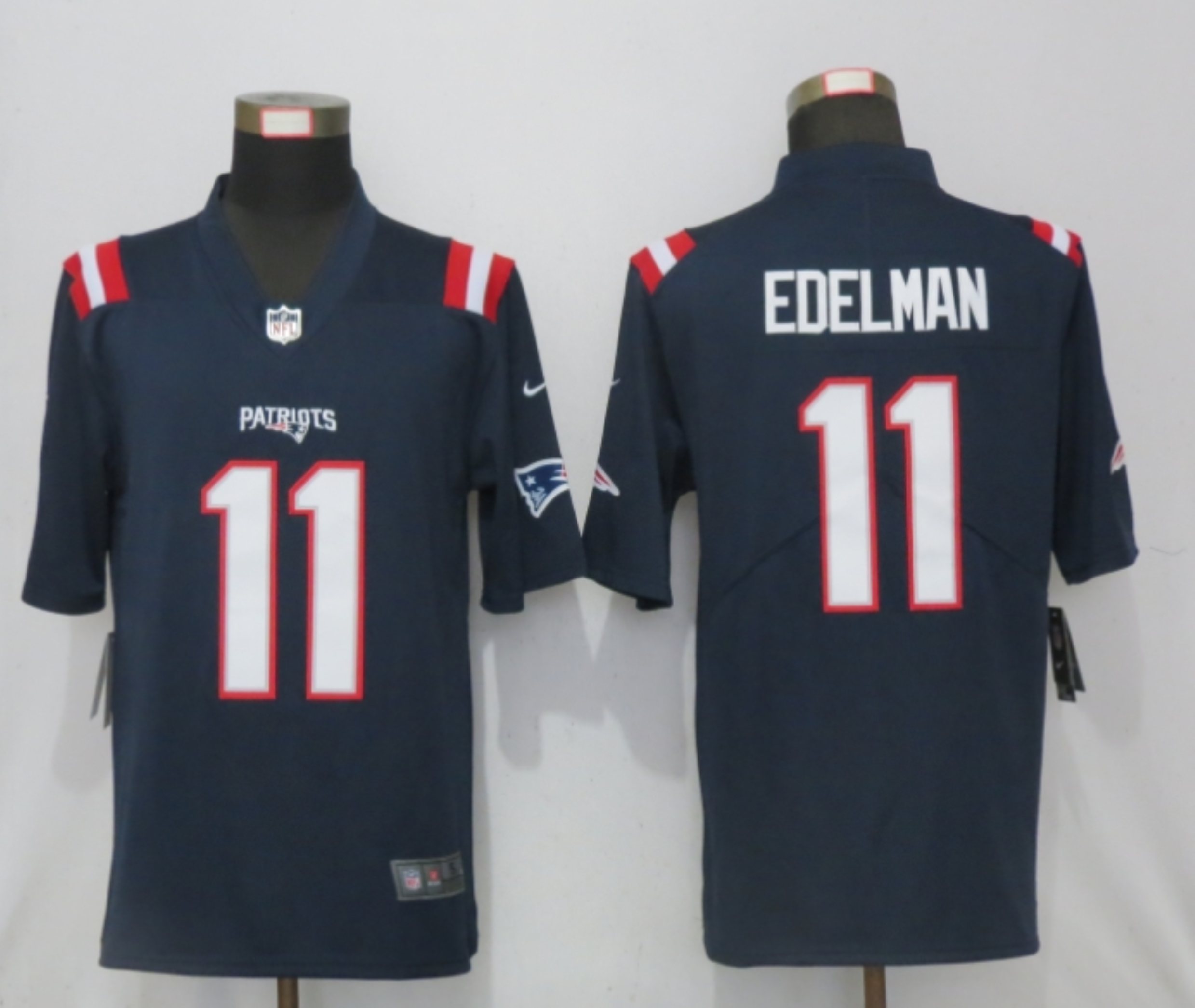Men New Nike New England Patriots #11 Edelman Nike Blue Game Jersey